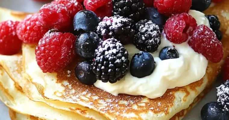 Crepes with Cream Cheese Filling and Strawberries