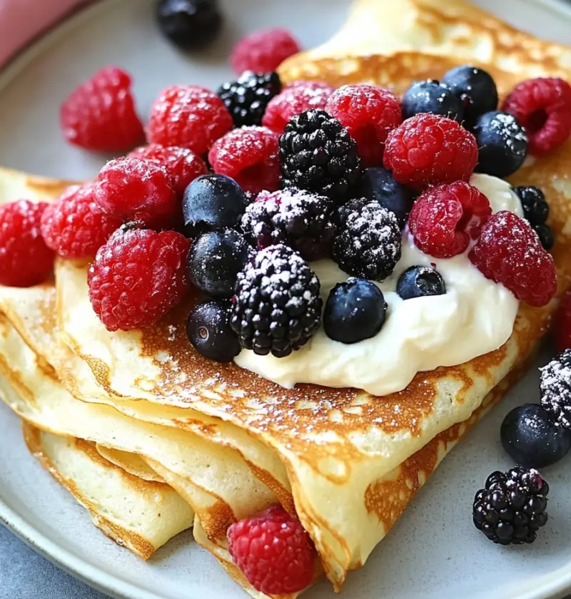 Crepes with Cream Cheese Filling and Strawberries