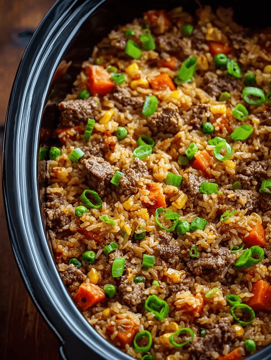 Baked Onion Beef Fried Rice with Mixed Vegetables
