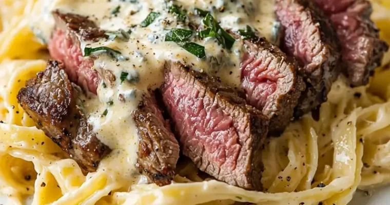 Savory Steak Gorgonzola Alfredo with Creamy Parmesan Sauce