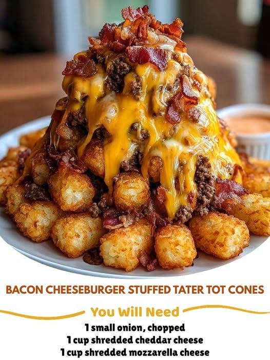 Bacon Cheeseburger Stuffed Tater Tot Cones