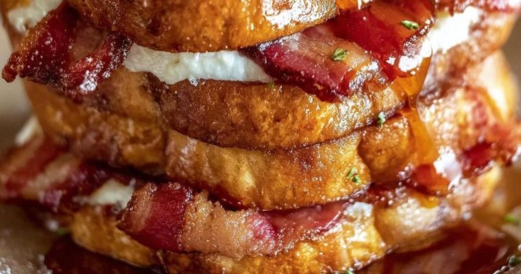 Bourbon Maple Bacon Stuffed French Toast