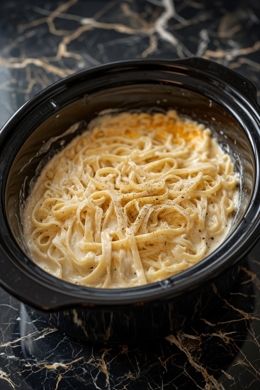 Slow Cooker Creamy Alfredo Pasta