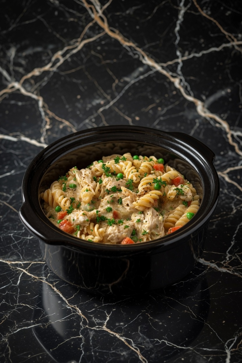 Slow Cooker Chicken Pot Pie Pasta