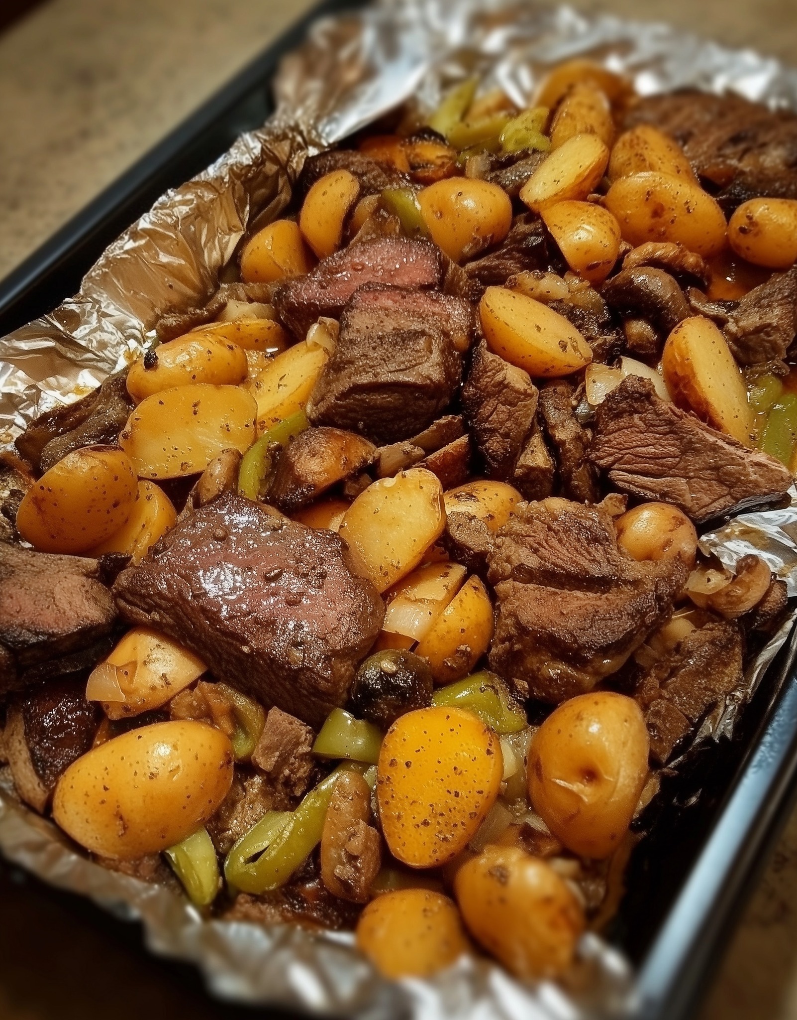 Garlic Herb Potatoes and Steak Skillet