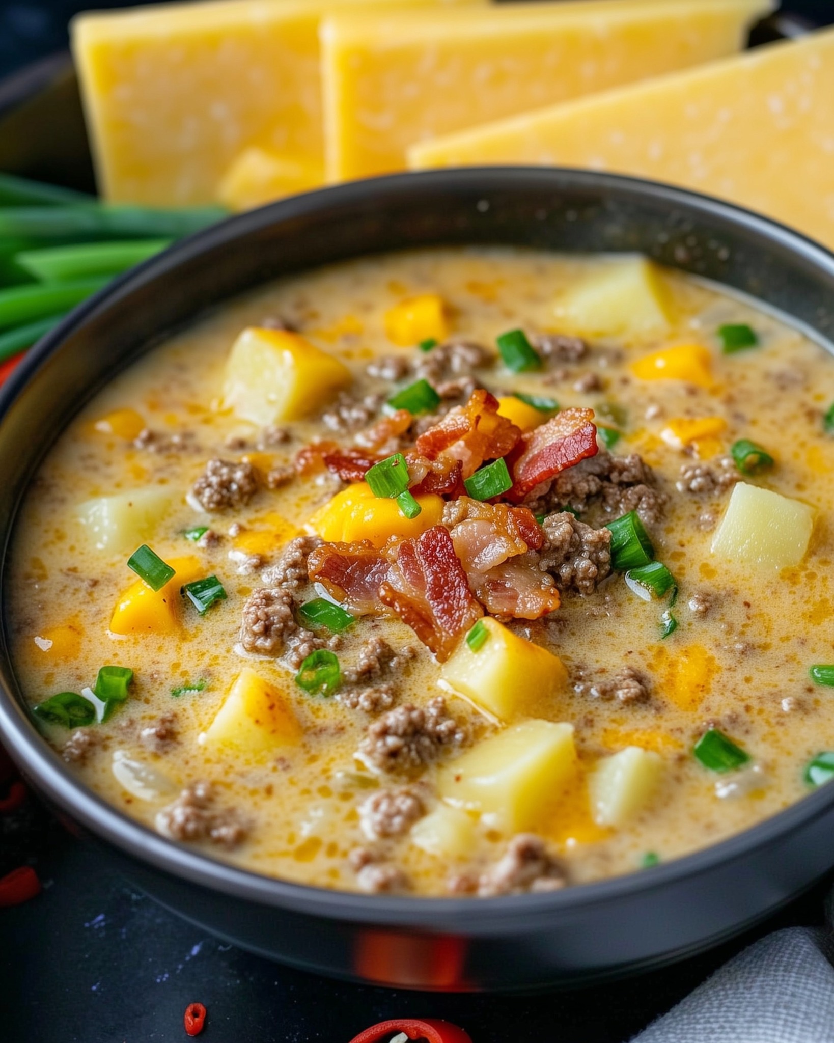 Healthy Cheeseburger Soup