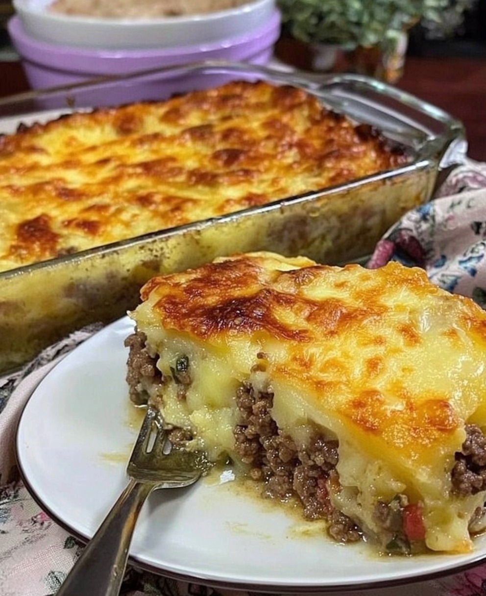 Meatloaf with Mashed Potatoes & Cheese