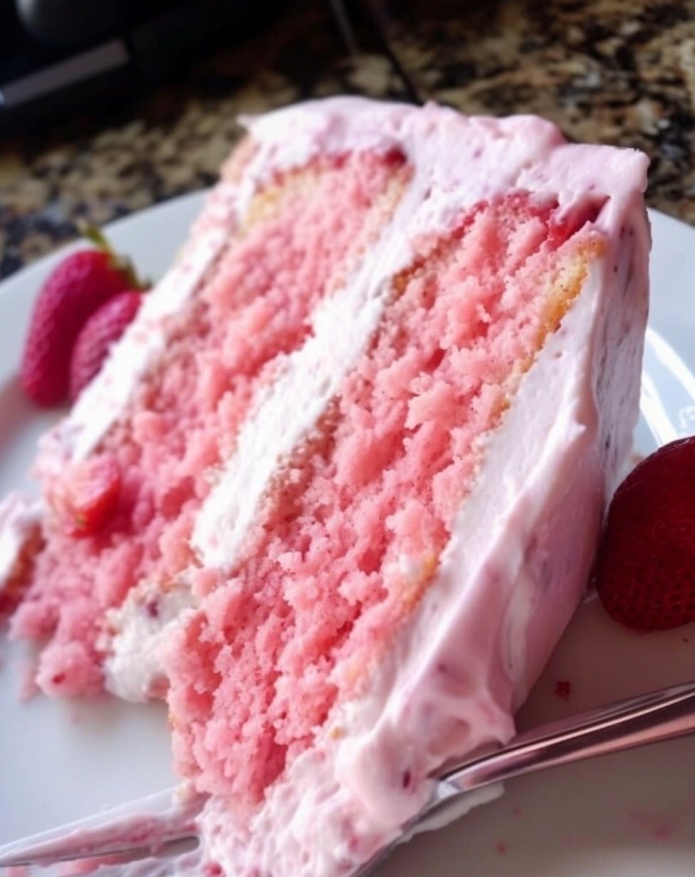 White Chocolate Strawberry Cake