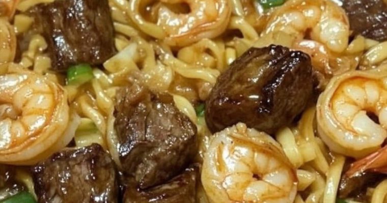 Steak and Shrimp Teriyaki Noodles