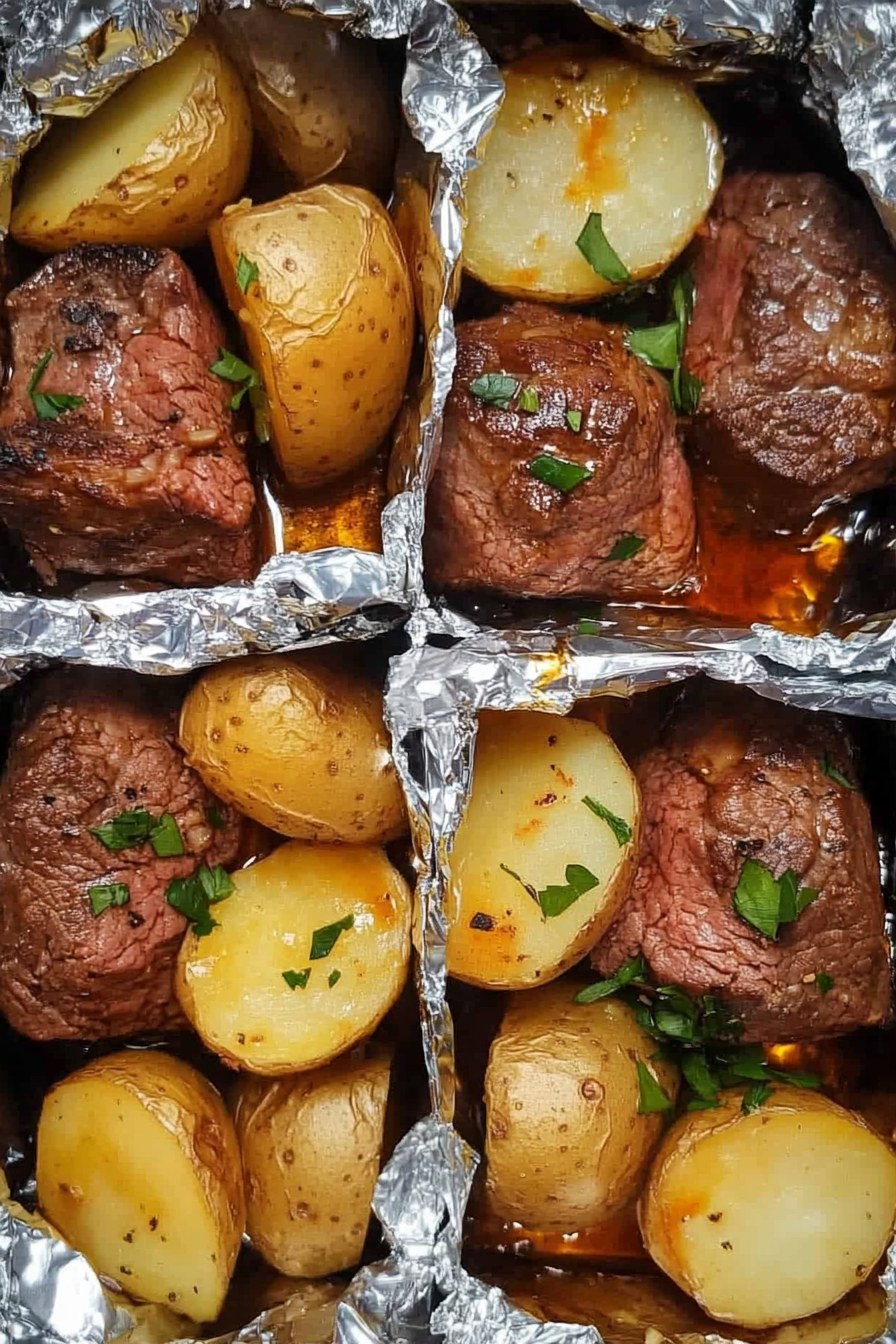 GARLIC STEAK & POTATO FOIL PACKS