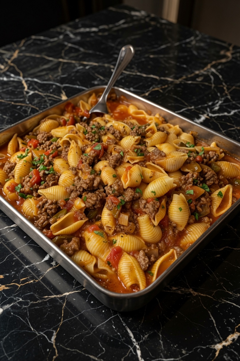 Pasta Shells with Ground Beef