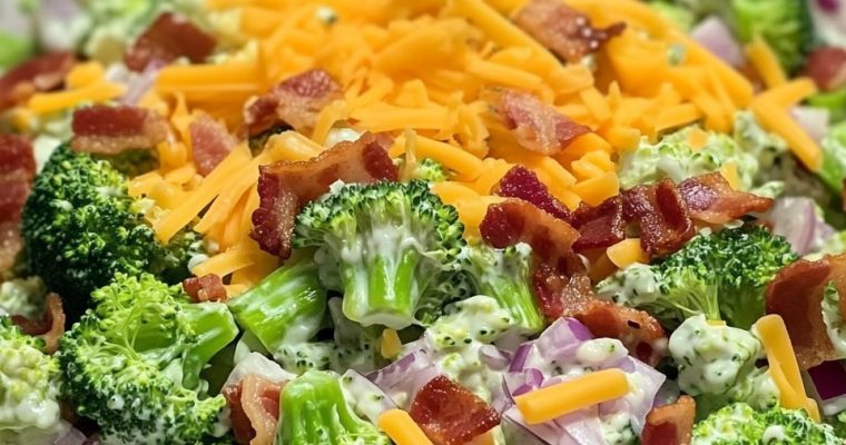 Broccoli Salad With Red Grapes, Bacon and Sunflower Seeds