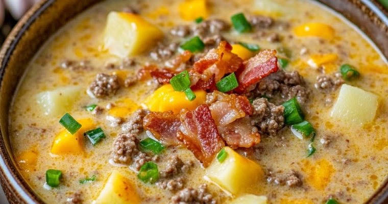 Healthy Cheeseburger Soup