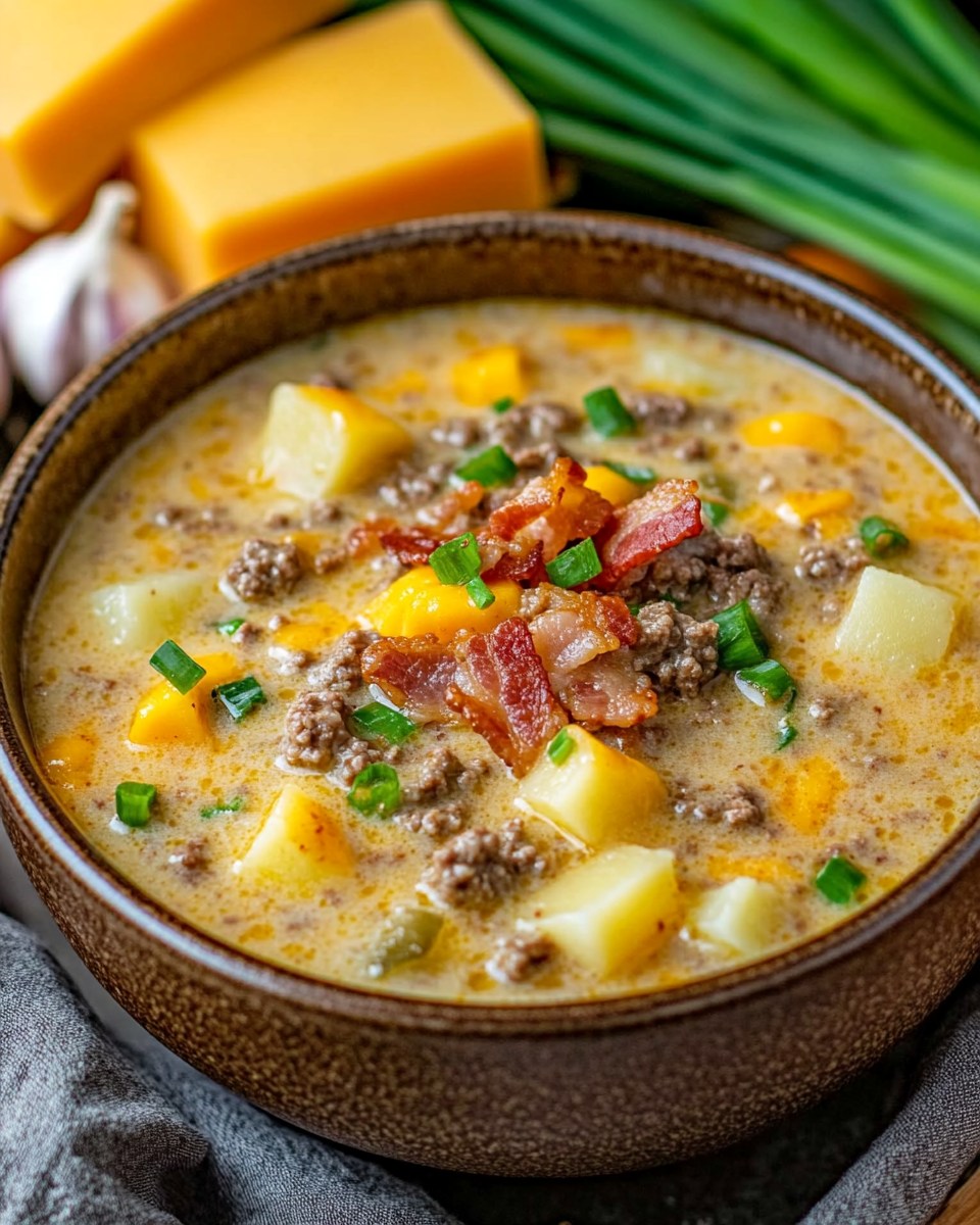 Healthy Cheeseburger Soup