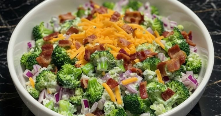 Broccoli Salad With Red Grapes, Bacon and Sunflower Seeds