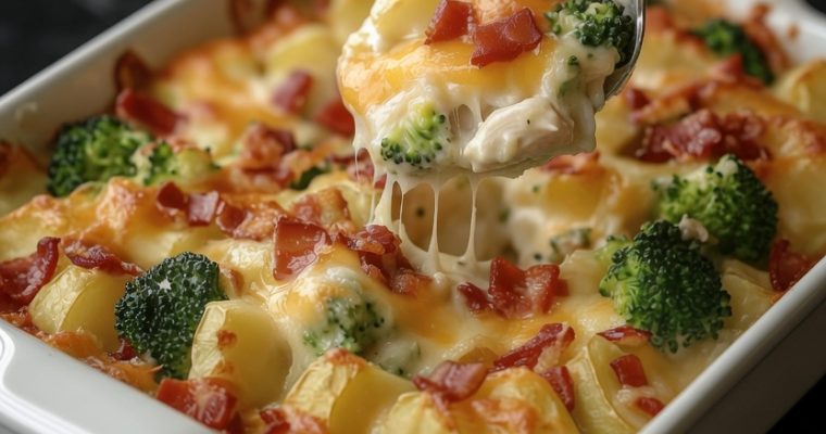 Broccoli, Rice, Chicken and Cheese Casserole