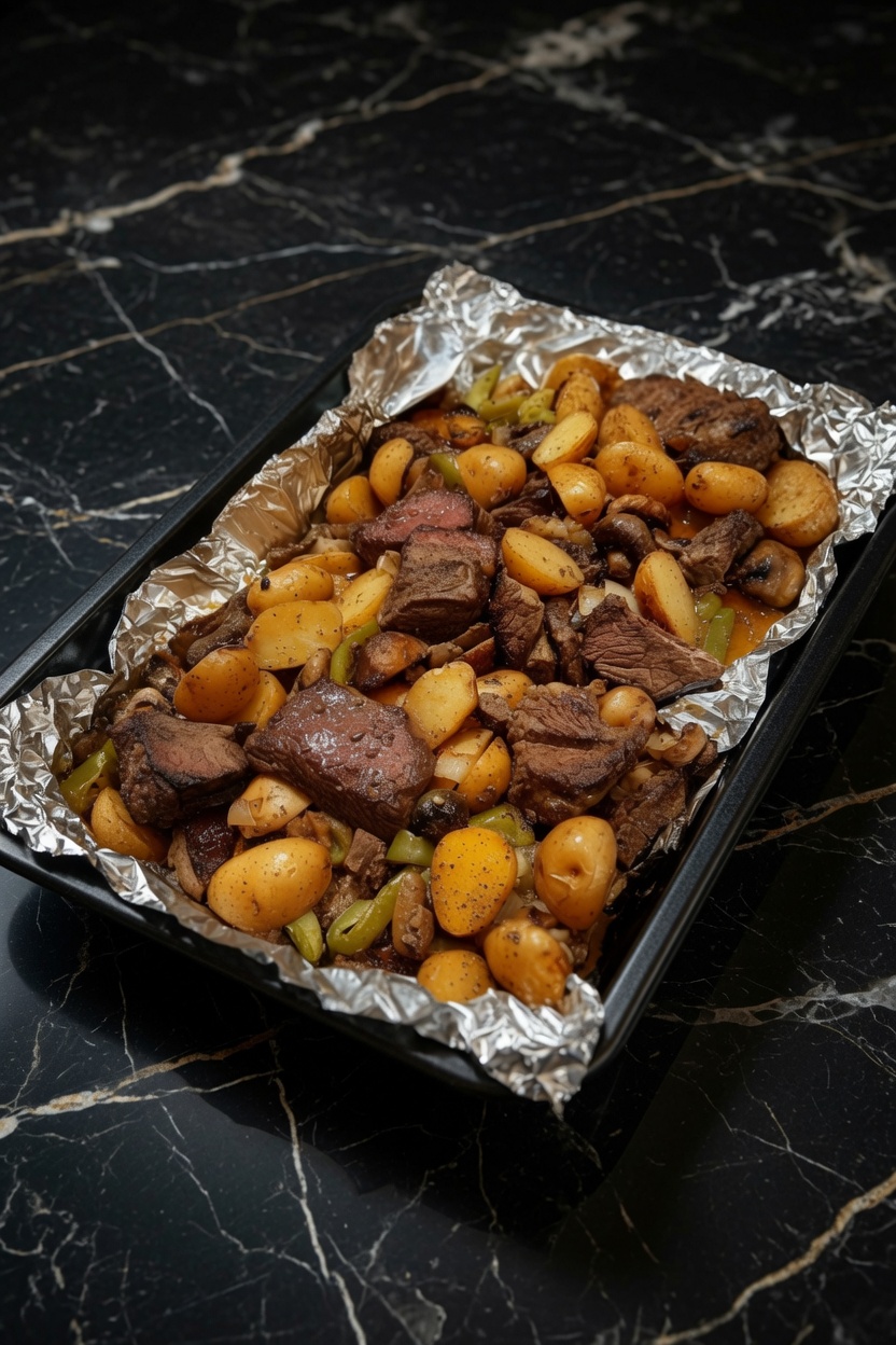 Garlic Herb Potatoes and Steak Skillet