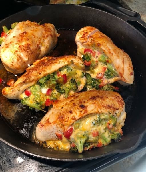 Cheesy Broccoli Cheddar Stuffed Chicken Breasts
