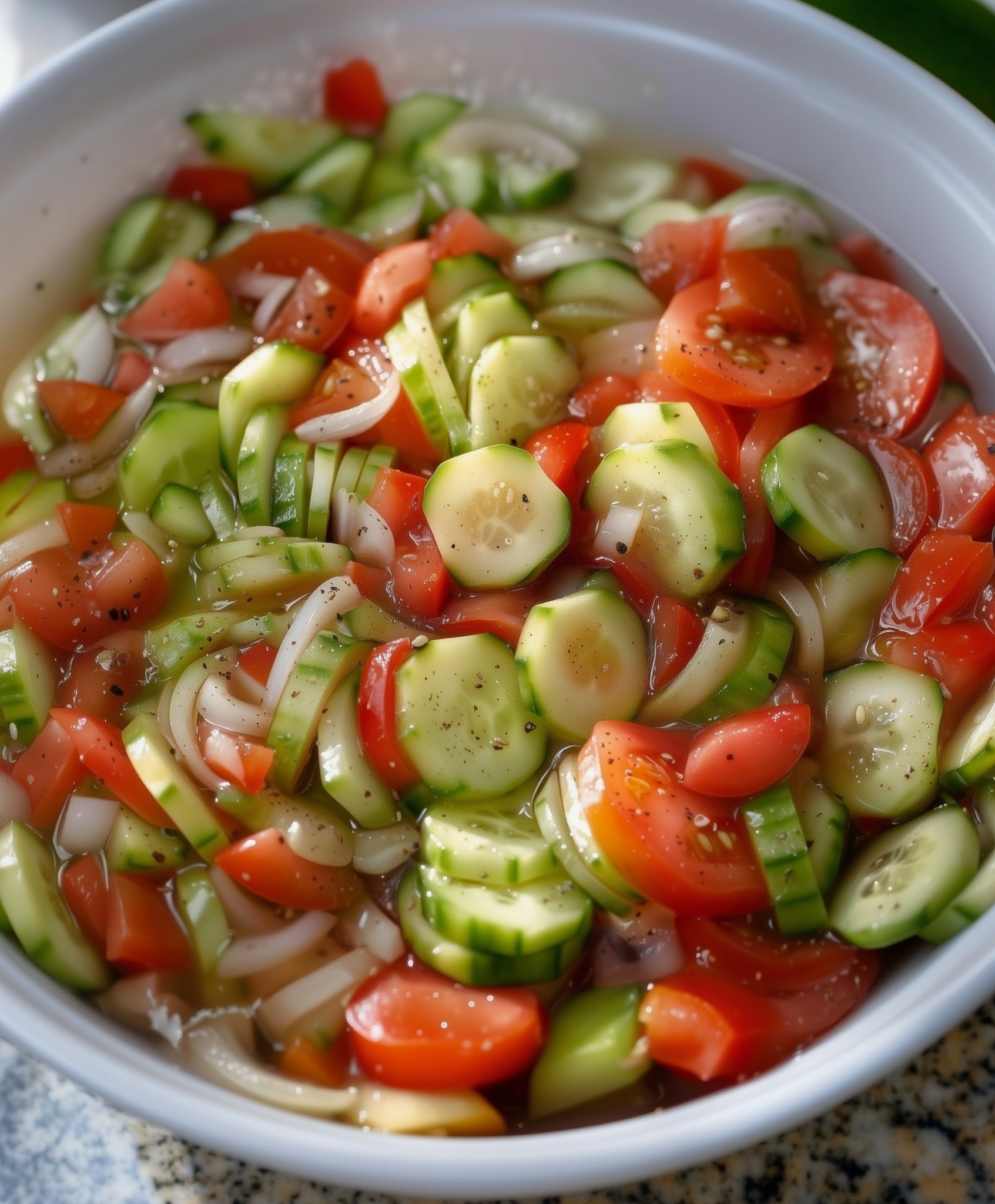 Marinated Cucumbers, Onions and Tomatoes