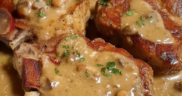 Bacon Mushroom Smothered Pork Chops