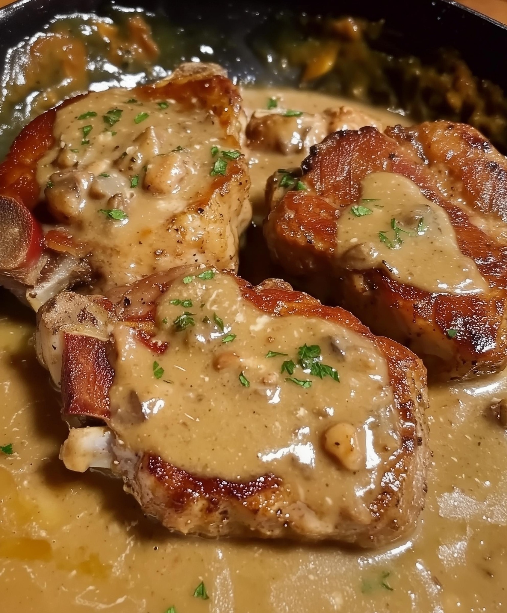 Bacon Mushroom Smothered Pork Chops
