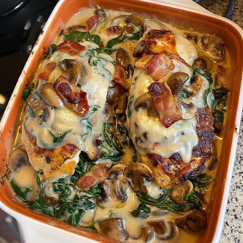 Smothered Chicken with Creamed Spinach