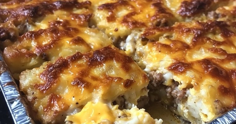 Sausage, Egg, and Cream Cheese Hashbrown Casserole