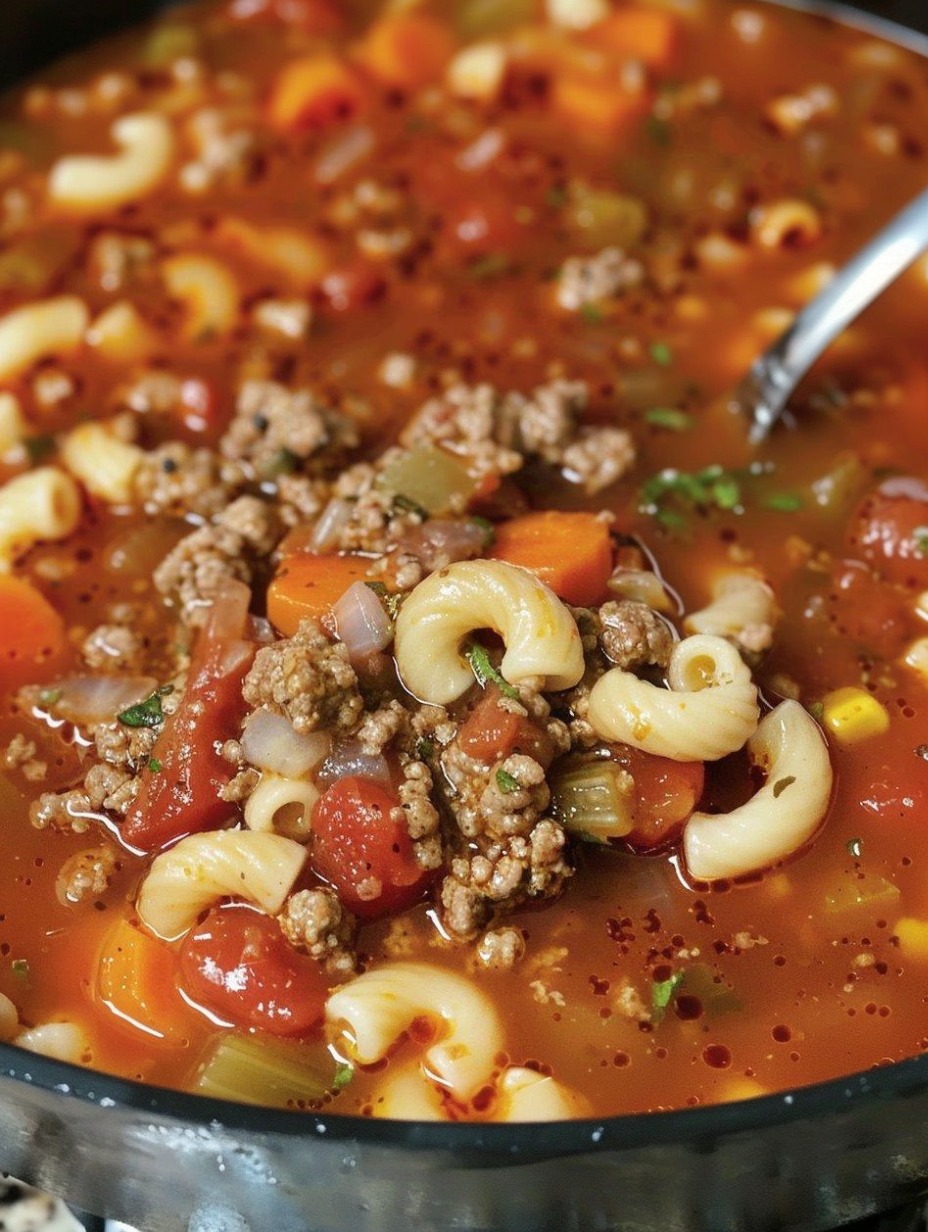 Beef & Tomato Macaroni Soup