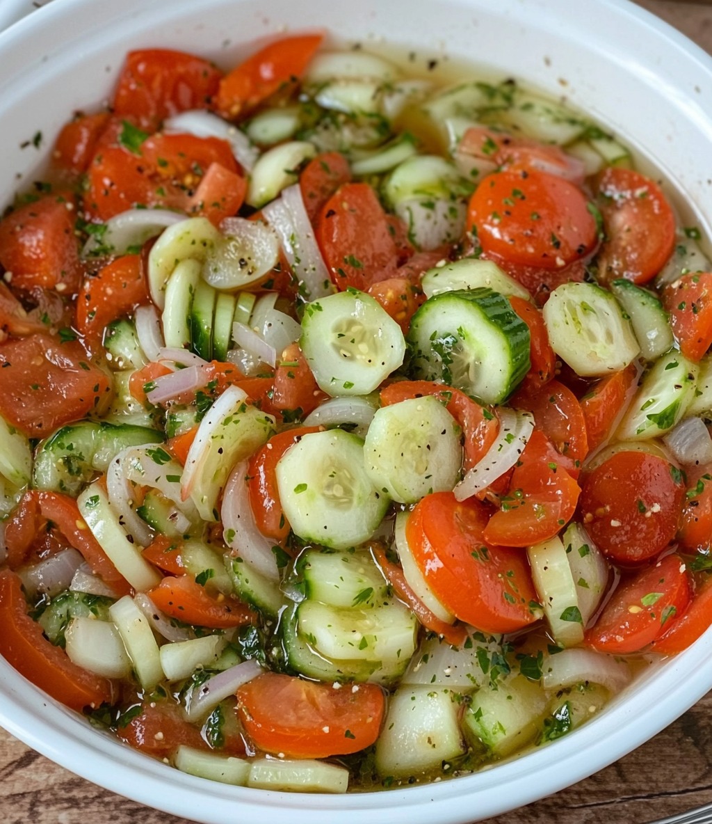 Marinated Cucumbers, Onions and Tomatoes
