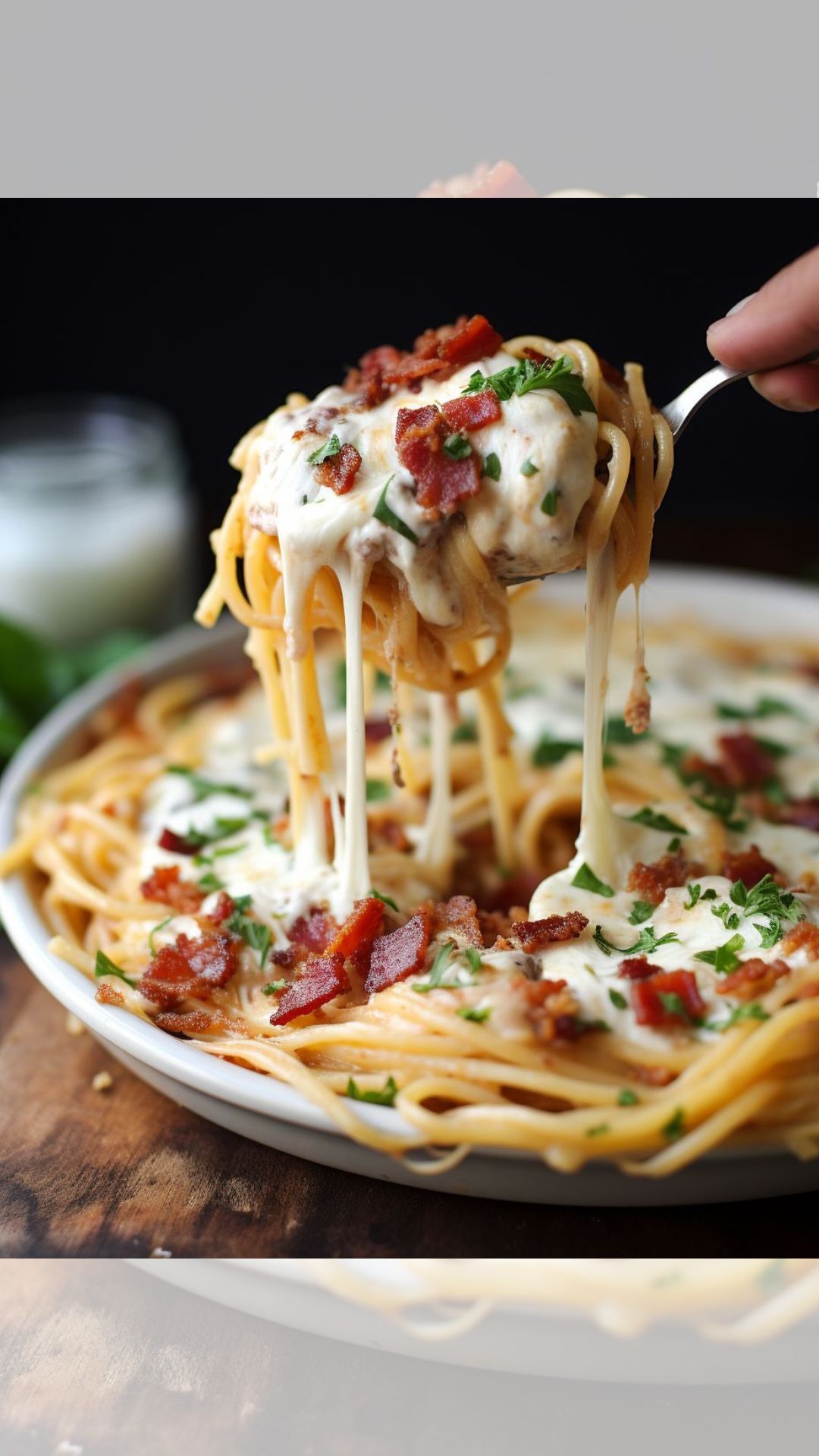 Bacon Cream Cheese Baked Spaghetti