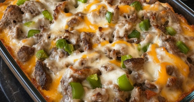 Homemade Philly Cheese Steak Casserole