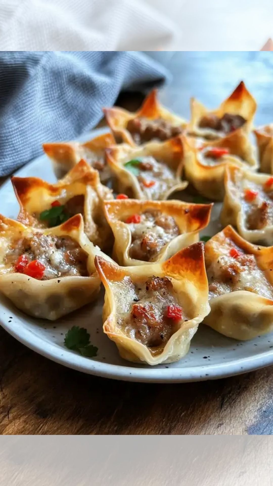 Baked Sausage & Pepper Jack Wontons