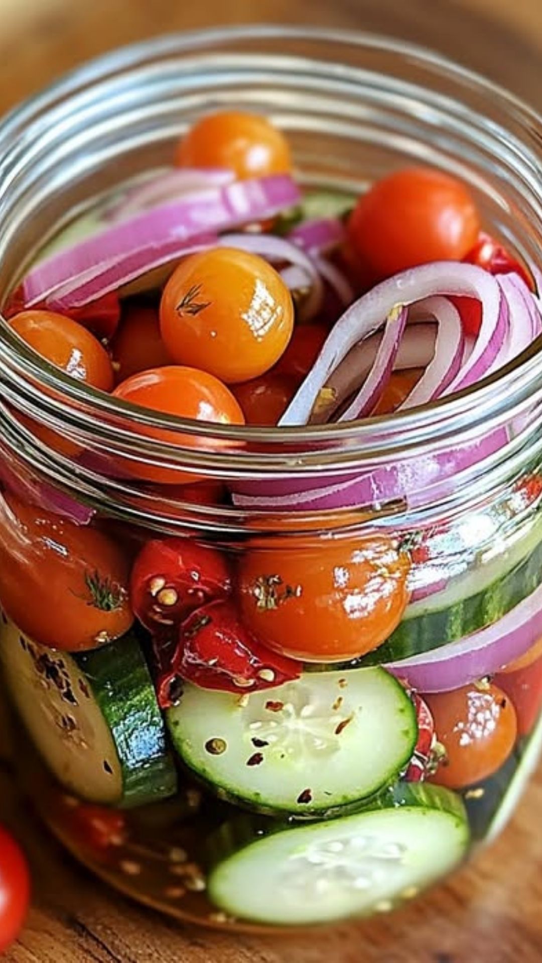 Pickled Cherry Tomatoes, Red Onions, and Cucumbers