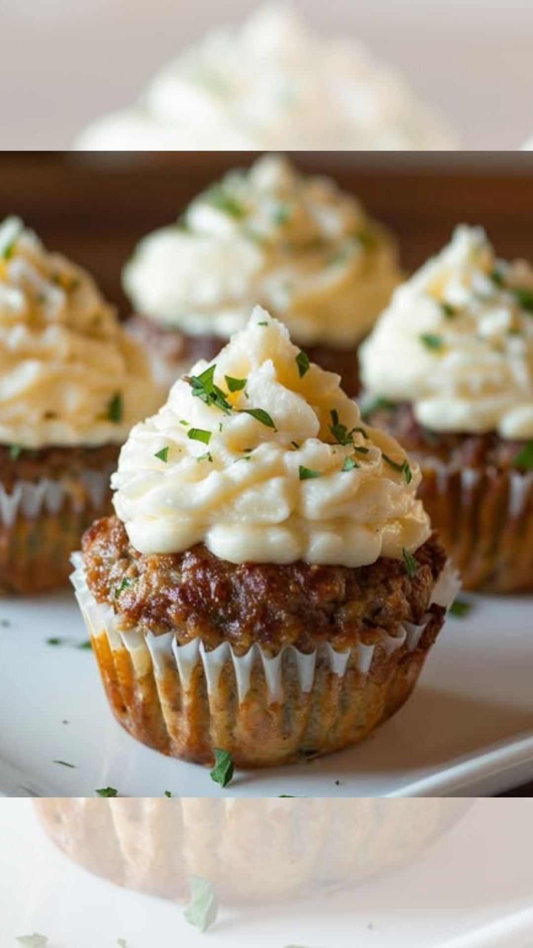 Meatloaf Cupcakes with Whipped Potato Topping