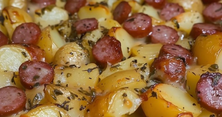 One Pan Oven Roasted Potatoes, Sausage and Peppers
