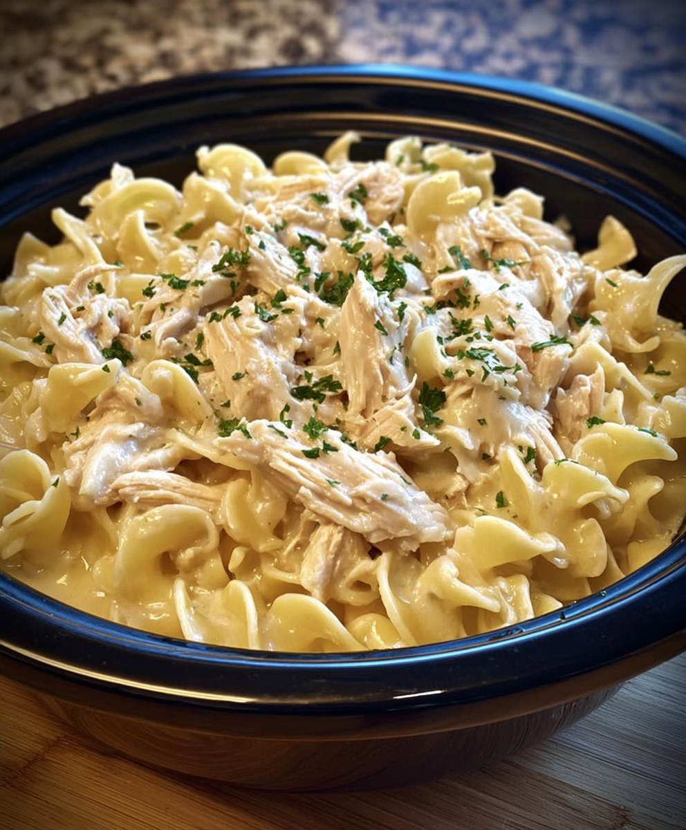 Slow Cooker Amish Chicken and Noodles