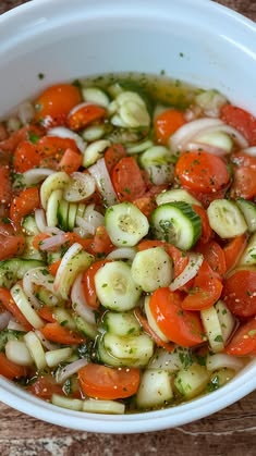 Marinated Cucumbers, Onions and Tomatoes