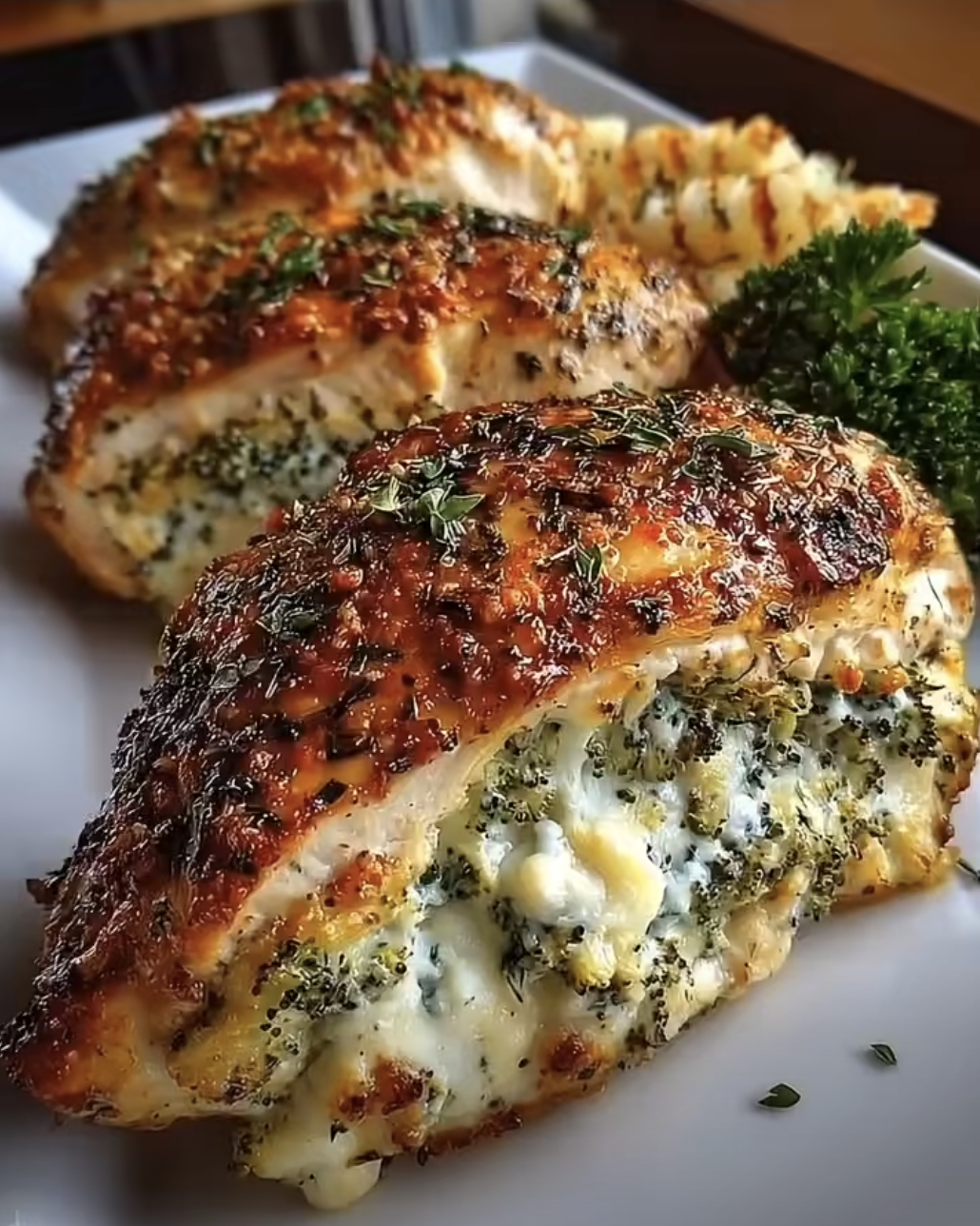 Cheesy Broccoli Cheddar Stuffed Chicken Breasts