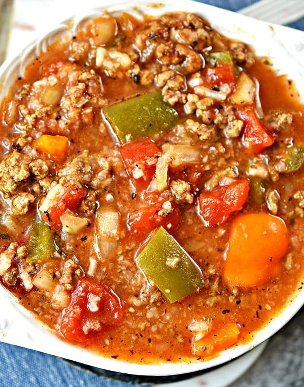 Stuffed Pepper Soup in the Slow Cooker