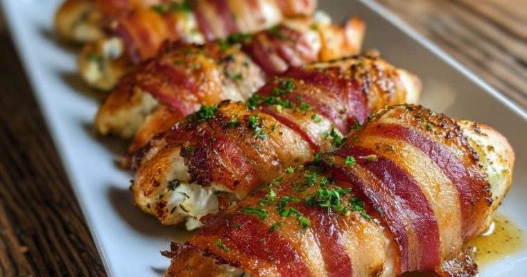 Bacon-Wrapped Cream Cheese Stuffed Chicken Breast