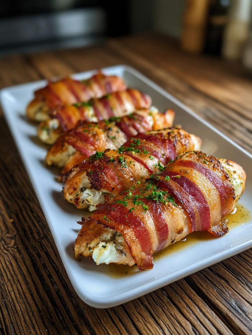 Bacon-Wrapped Cream Cheese Stuffed Chicken Breast