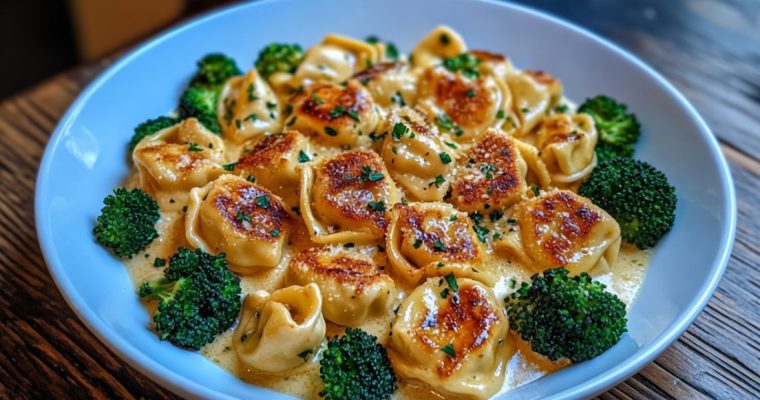 Creamy Garlic Parmesan Tortellini with Chicken & Broccoli