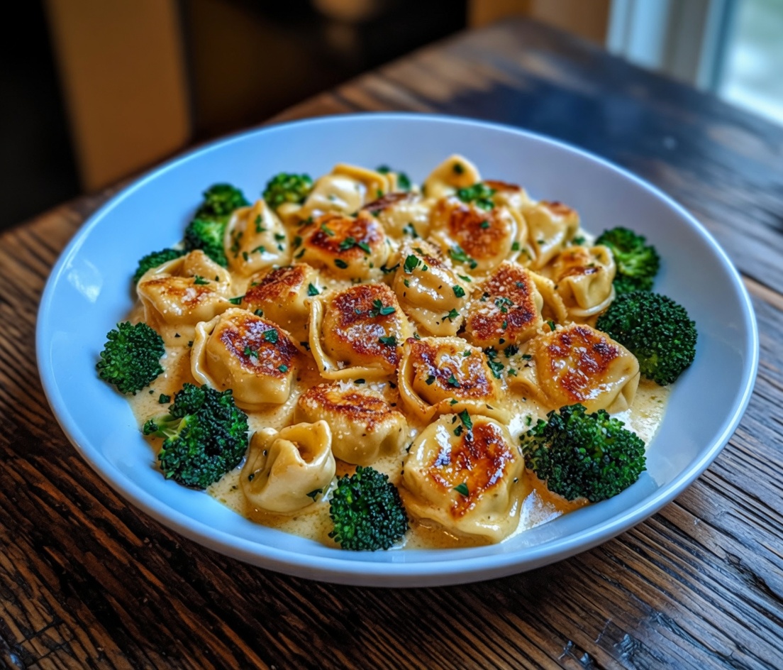 Creamy Garlic Parmesan Tortellini with Chicken & Broccoli