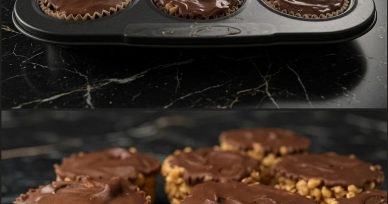 PEANUT BUTTER & CHOCOLATE RICE KRISPIE TREATS