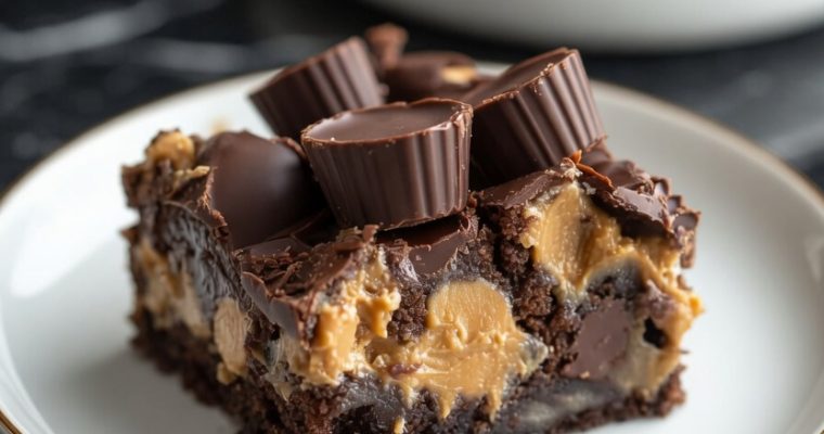 Reese’s Chocolate Peanut Butter Cup Earthquake Cake