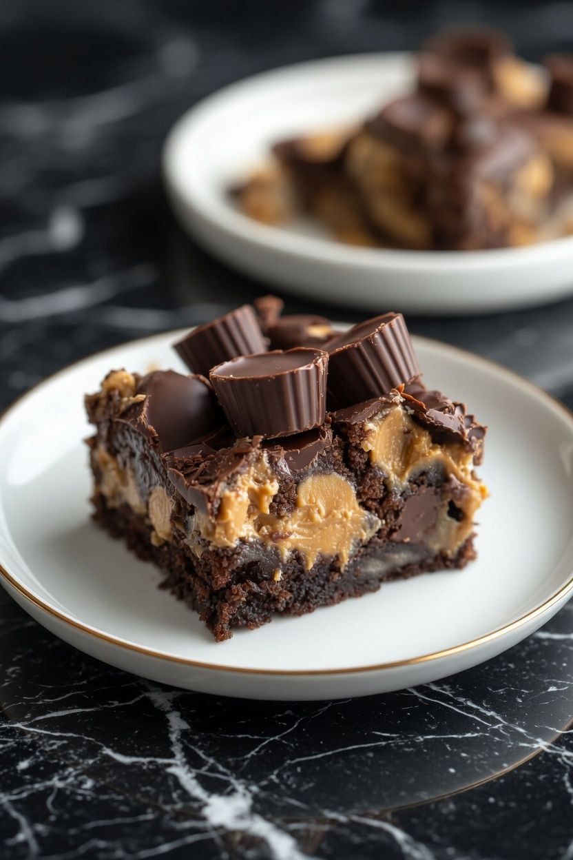 Reese’s Chocolate Peanut Butter Cup Earthquake Cake
