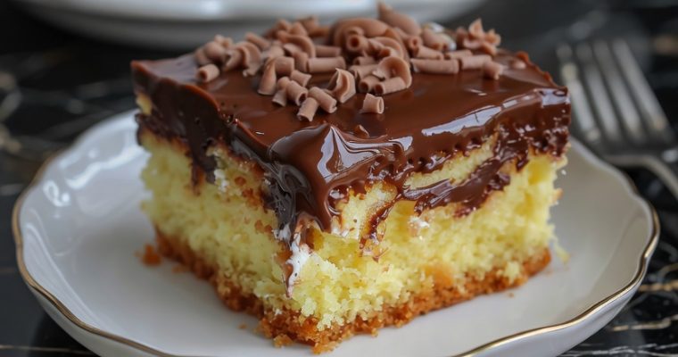BOSTON CREAM POKE CAKE
