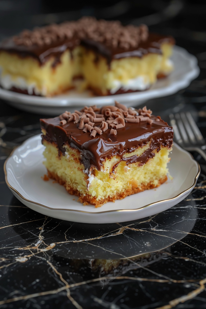 BOSTON CREAM POKE CAKE