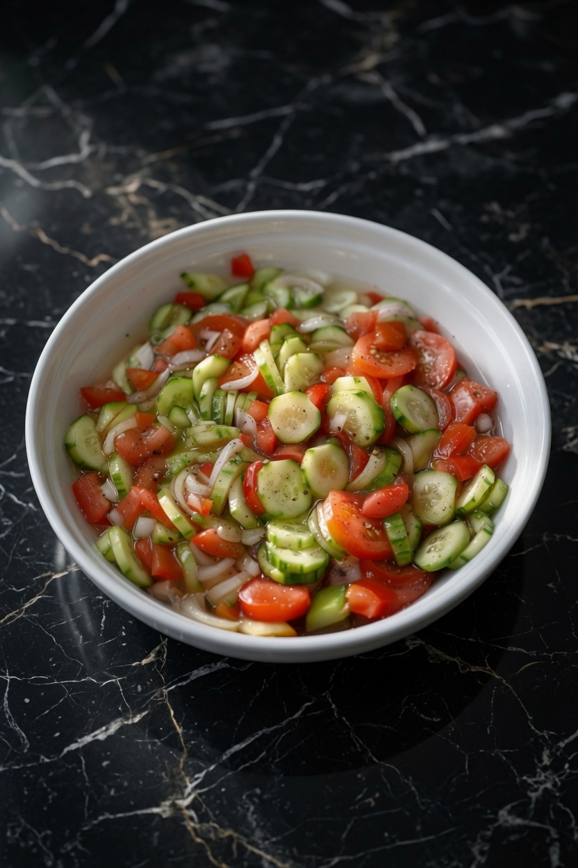 Marinated Cucumbers, Onions and Tomatoes