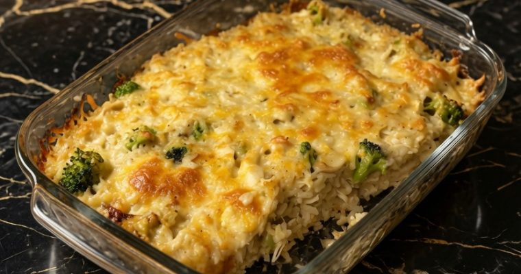 Broccoli Rice Cheese and Chicken Casserole